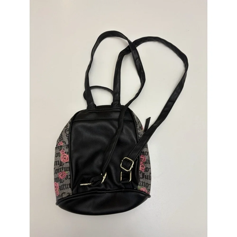 Y2K Juicy Corture Rose Logo Mini Backpack Black Pink Gold